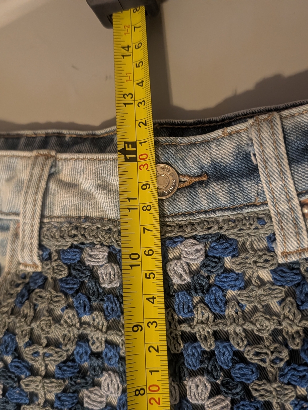 wild fable Crochet Patchwork Denim Shorts — Blue/Olive - Picture 8 of 8